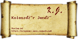 Koleszár Jenő névjegykártya